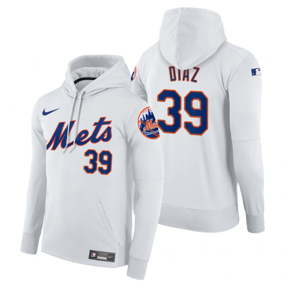 Men New York Mets #39 Diaz white home hoodie 2021 MLB Nike Jerseys